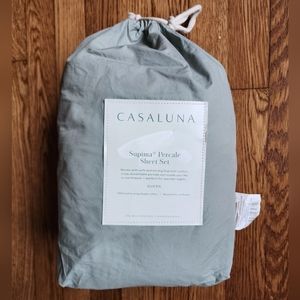 New Casaluna Queen Supima Percale Sheet Set Sage Green